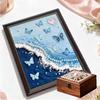 Crystal Pearl Painting 5D DIY Frame Decoration Painting Blue Coastline Home Wall Decoration Transparent Pearl Gemstone Painting Picture Art Crafts