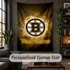 Personligt Vægtæppe, Boston Bruins Brugerdefineret Tekst, Blødt Stof Vægkunst Til Indendørs Dekoration