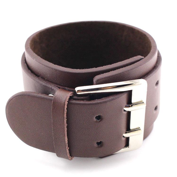 Retro Punk Lederarmband mit Doppel-Schnallenverschluss