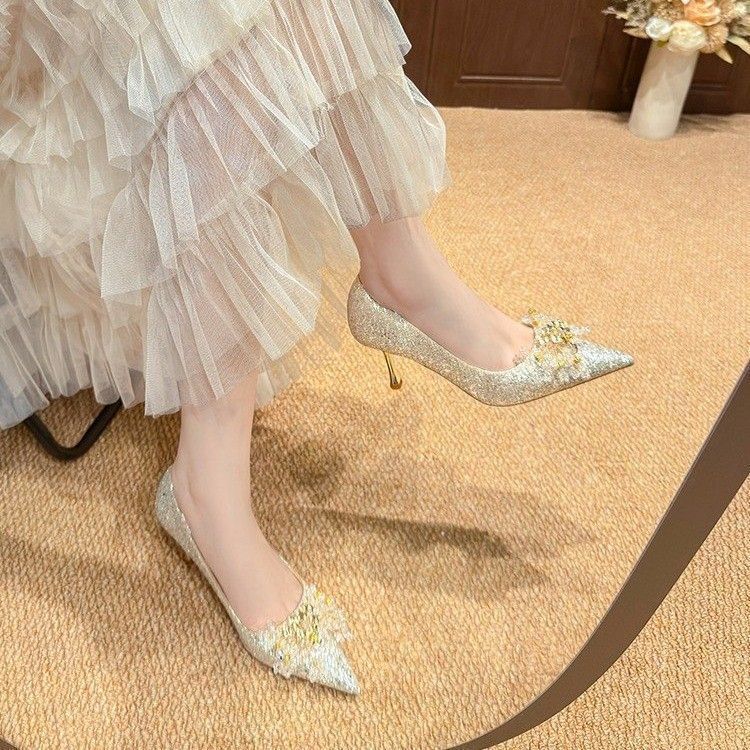 High-end Shallow Mouth Stiletto Single Shoes Women's Spring and Summer New Fashion Versatile and Comfortable Women's Pointed High Heels
