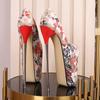 New 22cm Women's Shoes, Metal Iron Heel Large Size Fake Girl 30cm Thin Heel Lace Nightclub High Heels