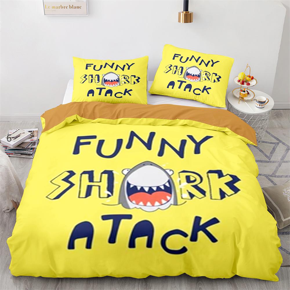 Комплект пододеяльника Акула Мультяшный узор с морскими животными Милый Кавайный — фото 12