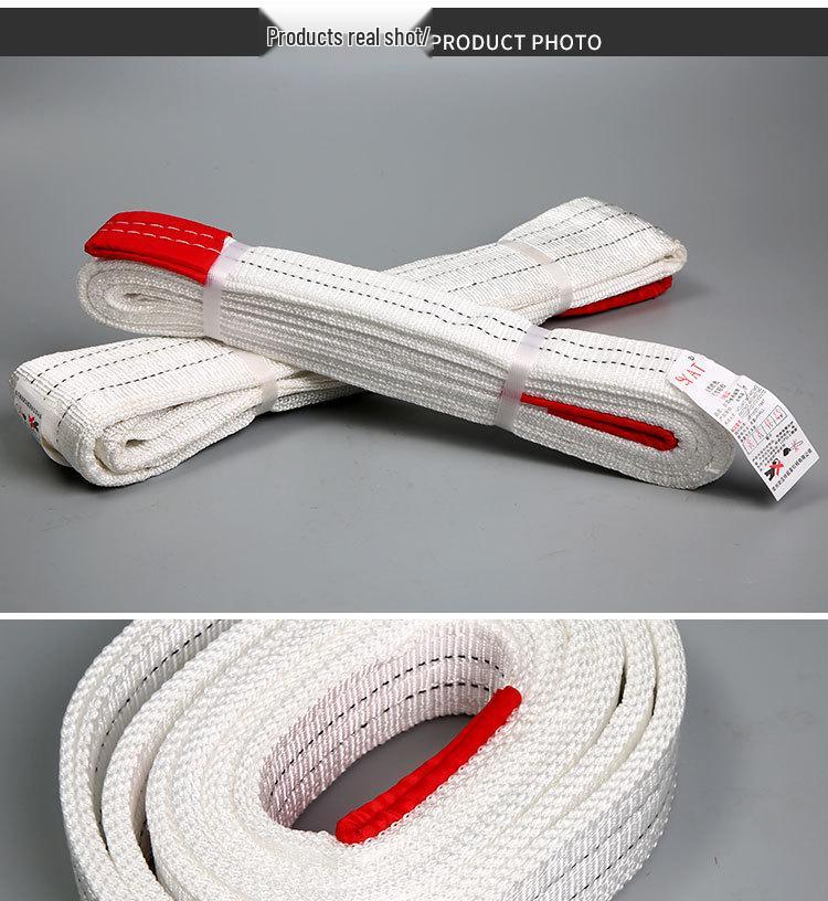 Przemysłowy Biały Płaski Pasowy Zawiesie Dźwigowe Holownicze, Zawiesie Do Podnoszenia o Udźwigu 2/3/5/10 Ton, Dostępne w Długościach 6/8 Metrów