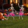Tweedelig Skelet Set Halloween Flamingo Decoratie, Roze Vogel Tuin Kunst met Uniek Tuindecor Beweegbare Poten, Spookachtig Buiten Gazon Ornament voor Props