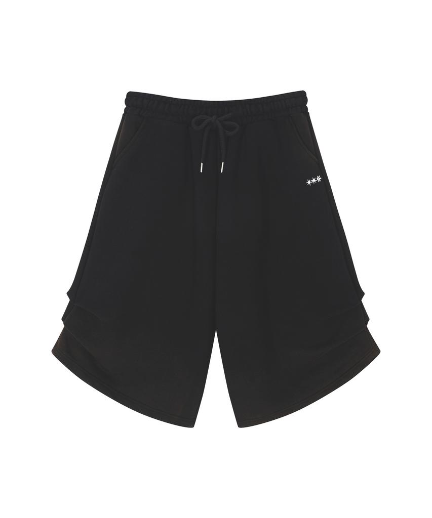TONSIL Pintuck Washed Long Bermuda Pants Black