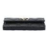 Chanel 24B Light Gold Buckle Diamonds Pattern Double C Logo Leather Wallet for Women  Black