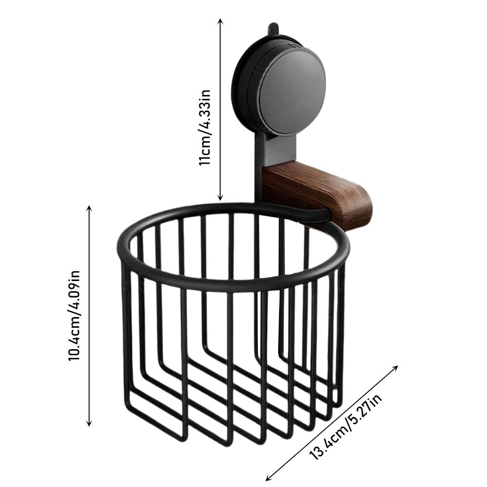 Suction Cup Bathroom Paper Holder Non Perforated Toilet Tissue Basket Soap Holder