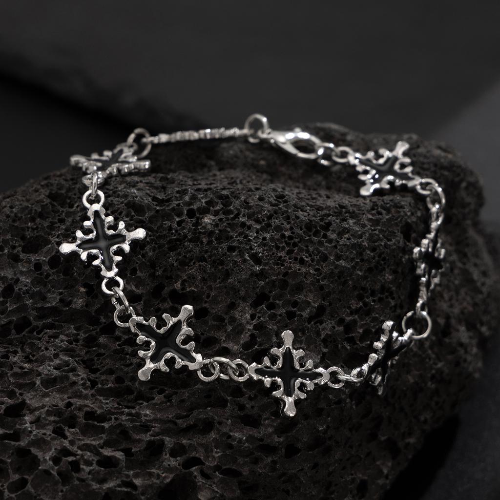 Ingemark Creative Jesus Cross Chain Bracelet for Man On Hand Hip Hop Charm Silver Color Bangles Christian Couple Jewelry Gift