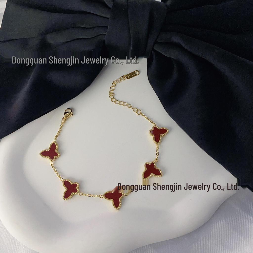 Mori-Style 18K Gold Butterfly Bracelet: Elegant Titanium Steel Jewelry for Women