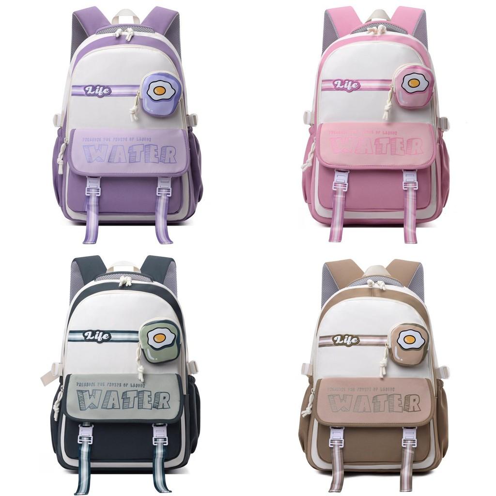 Stylish Spacious New Nylon Backpack For High School And Middle School Students In Purple Pink Green Khaki Black