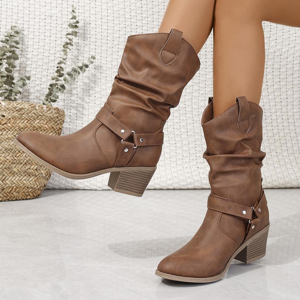 Women Cowboy Boots New Outdoor Western Shoes Women Autumn Winter Lightweight Knight Boots Women Couple Large Size Comfort Shoes