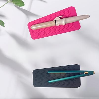 1pc Black/Grey, Rose Red Heat Resistant Silicone Travel Mat, Heat Resistant Silicone Pad For Curling Irons And Straighteners