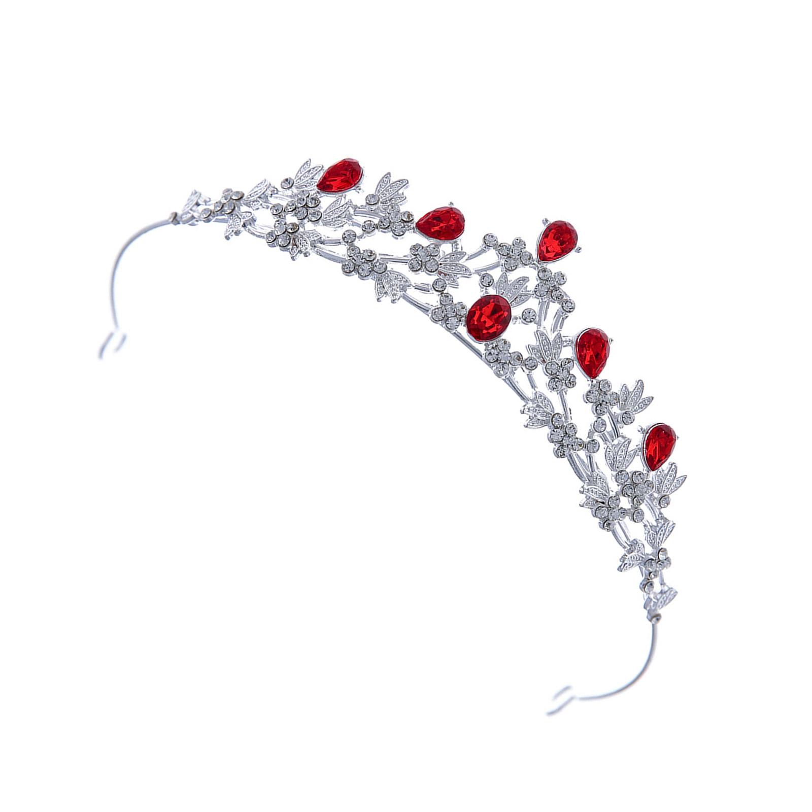 

Dazzling Rhinestones Princess Headpiece Nonslip Design Alloy Texture Perfect for Stage Performances Evening Event красный