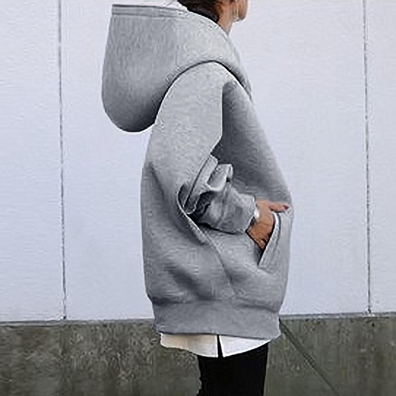 Loose Streewear Hoodies Women Zipper Hooded Sweatshirt Coat Jacket Solid Color Top Coat Long Sleeve Female Blouse Fashion Hoodie