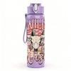 1PC Bull Head Cowboy Badge Vintage Pattern 750ml Color Plastic Sports Water Bottle Leakproof Flip Straw Lid Suitable for Sports Office Home Use