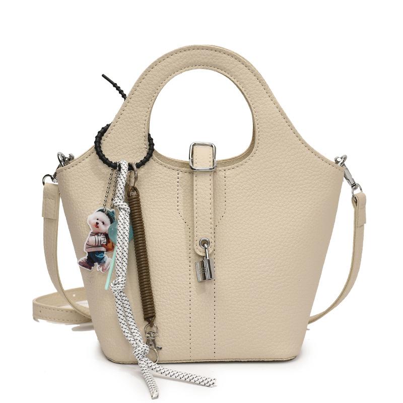 Spring New Temperament Simple Lychee Pattern Texture Portable Bucket Bag Women Commute To Work Casual Versatile Messenger Bag
