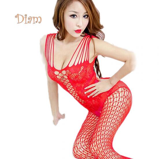 Lollipops Women's Sexy Open Crotch Mesh Fishnet Body Stocking Fashion Lace Nightwear