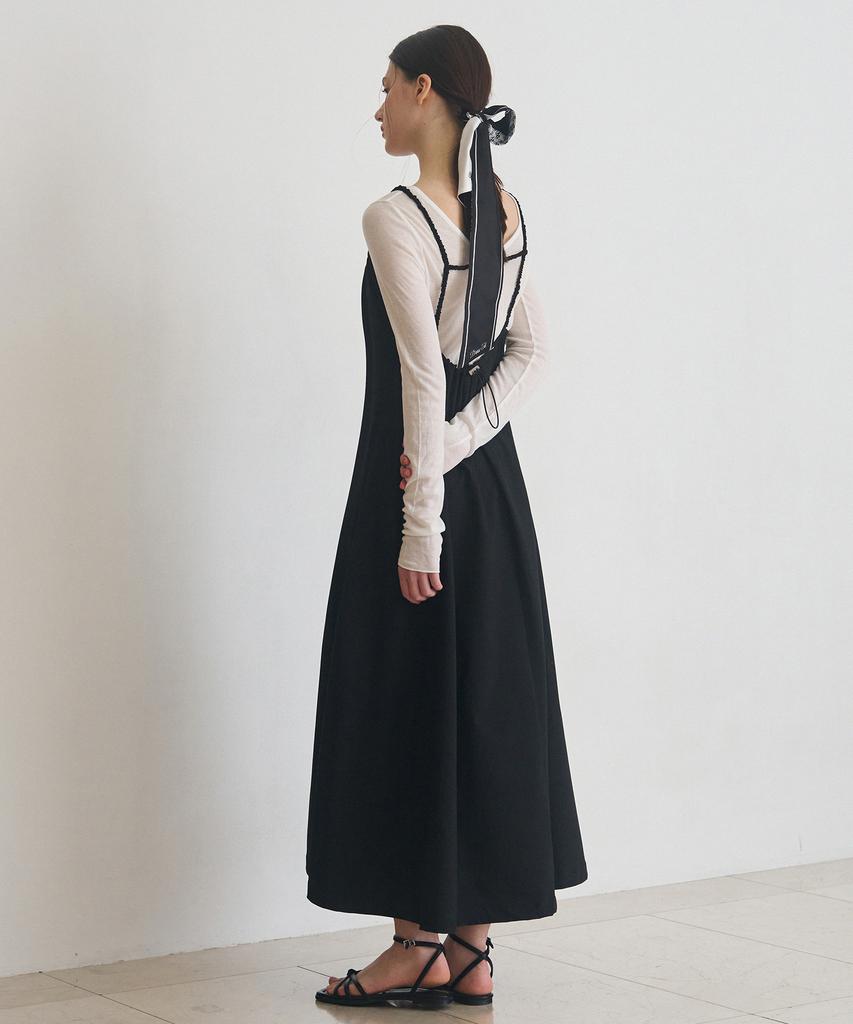 Deuloupisumeon Shirred String Layered Dress [Black]