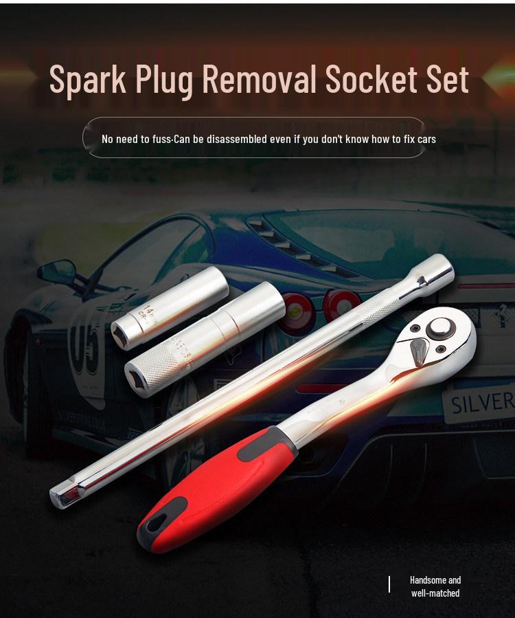 Universal 12-Point Magnetic Spark Plug Socket Wrench for BMW, Mercedes-Benz, Nissan - 14mm & 16mm Removal/Installation Tool
