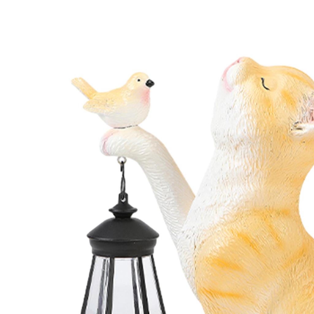 Cat Solar Light Gifts Crafts Modern with Solar Lantern Cat Outdoor Statue Cat Figurine for Garden Patio Yard Housewarming Gifts