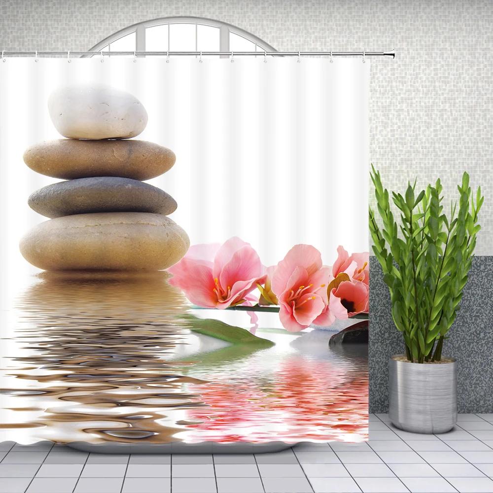 

Pebble Printed Shower Curtain Fabric Washable Curtain with Hook Bathroom Decorative Curtain Rocks 3D Shower Curtains 240*180cm 90x180cm