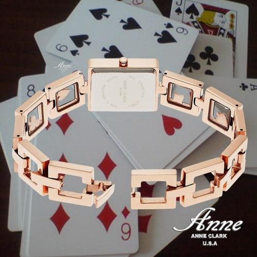 ANNE CLARK Women's Watch, 1030 Series, Playing Cards, Natural Shell Dial, Natural Diamonds, Skin-Friendly All-Stainless Steel, Moving Stone Bracelet (