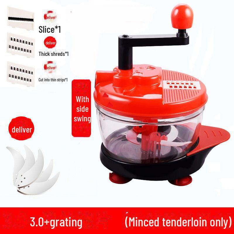 Manual Food Processor and Meat Grinder for Kitchen Use: Hand-Cranked Blender for Vegetables and Dumpling Stuffing.