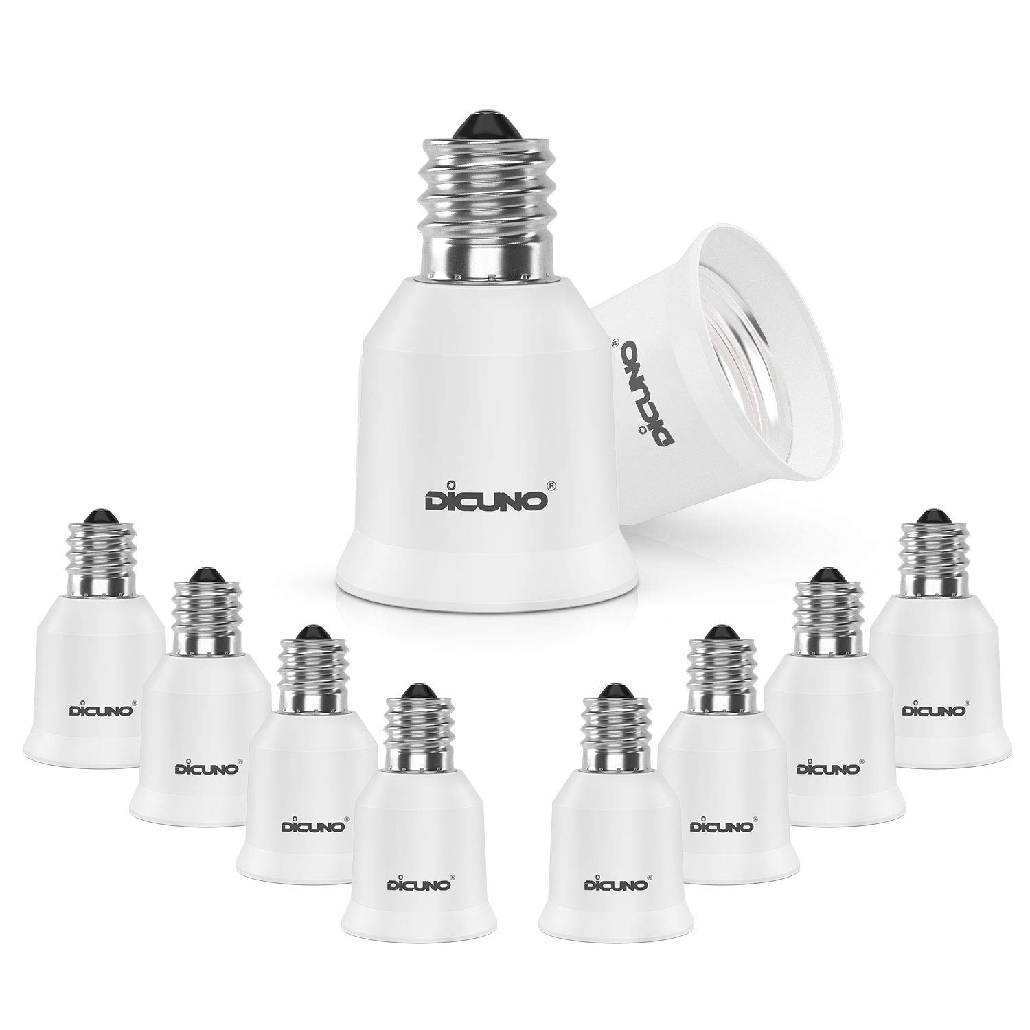 

DiCUNO E17 to E26 Base Adapter, 200W Power, 200°C Heat Resistant, Pack of 10