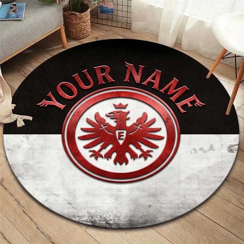 Eintracht Frankfurt Custom Name Round Area Rug,Carpet Rug for Living Room Bedroom Sofa Playroom Decor,Non-slip Floor Mat