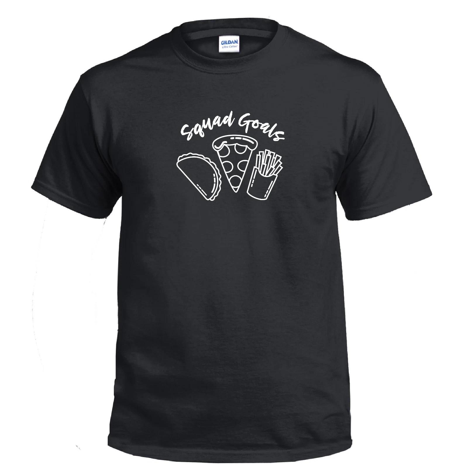 Squad Goals Pizza Taco French Fries Foodie Chef Funny Shirt Gift Cotton T-Shirt L