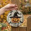 Thanksgiving Yard Display Halloween Wooden Sign,Round Hanging Pendant with Lanyard, Retro Distressed Holiday Home Ornament Wood Skeleton/Pumpkin/Clown