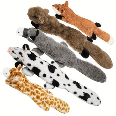 Double Layer Reinforced Fabric Crinkle Dog Squeaky Toys, Durable Plush No Stuffing Body Toy Set for Small and Large Dogs - Raccoon Shape