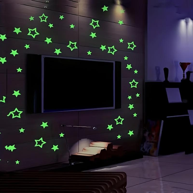 500pcs Luminous 3D Star Wall Sticker, Glow in The Dark Self-Adhesive Ceiling Stickers, ,Removable Stickers, Wall Decor Decals