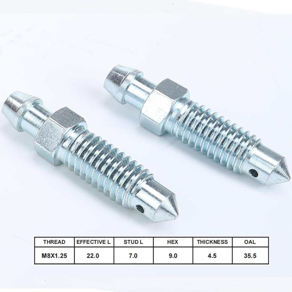 AC PERFORMANCE M8 X 1.25 Brake Bleed Nipple Screw Bleeder Fitting Zinc Steel, Pack of 2