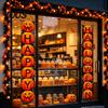 Halloween Festive Decor Porch Sign Banner, Pumpkin Ghost Party Awning Hanging Wall Atmosphere Decoration Door Decoration, Front Wreath Banner