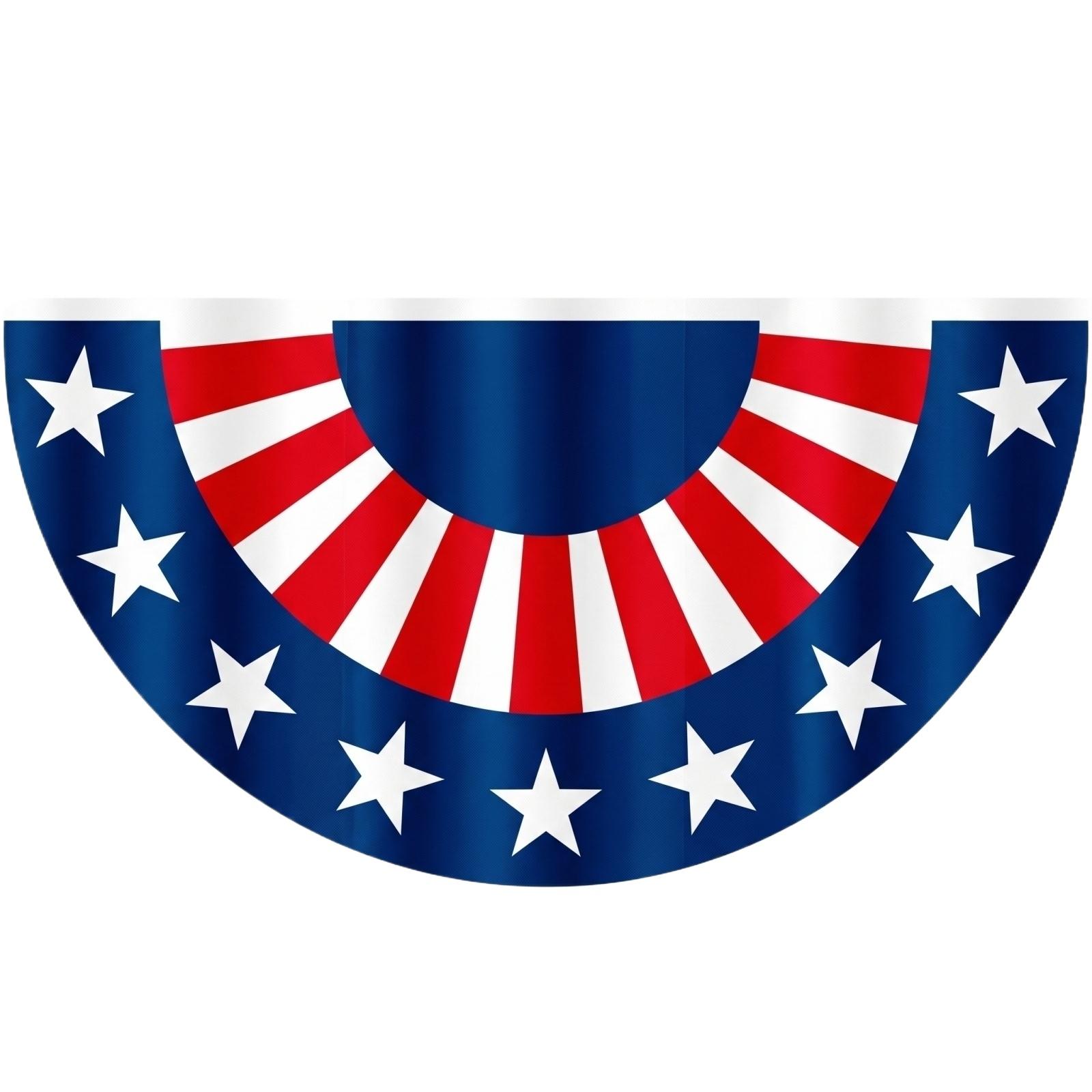 

Patriotic Fan Shaped Hanging Flag Decoration for Outdoor Use Suitable for Garden Party and Holiday Celebrations Made of Durable Polyester Material One Size