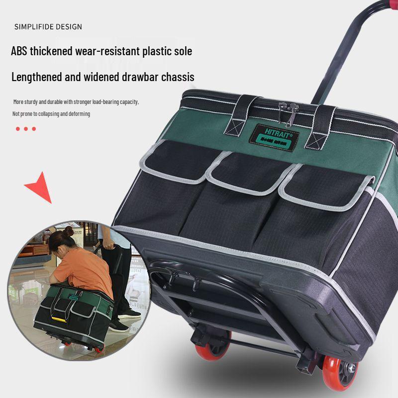 Telescopic Tool Bag: Durable, Wear-Resistant Canvas with Wheels, Large Capacity for Electricians