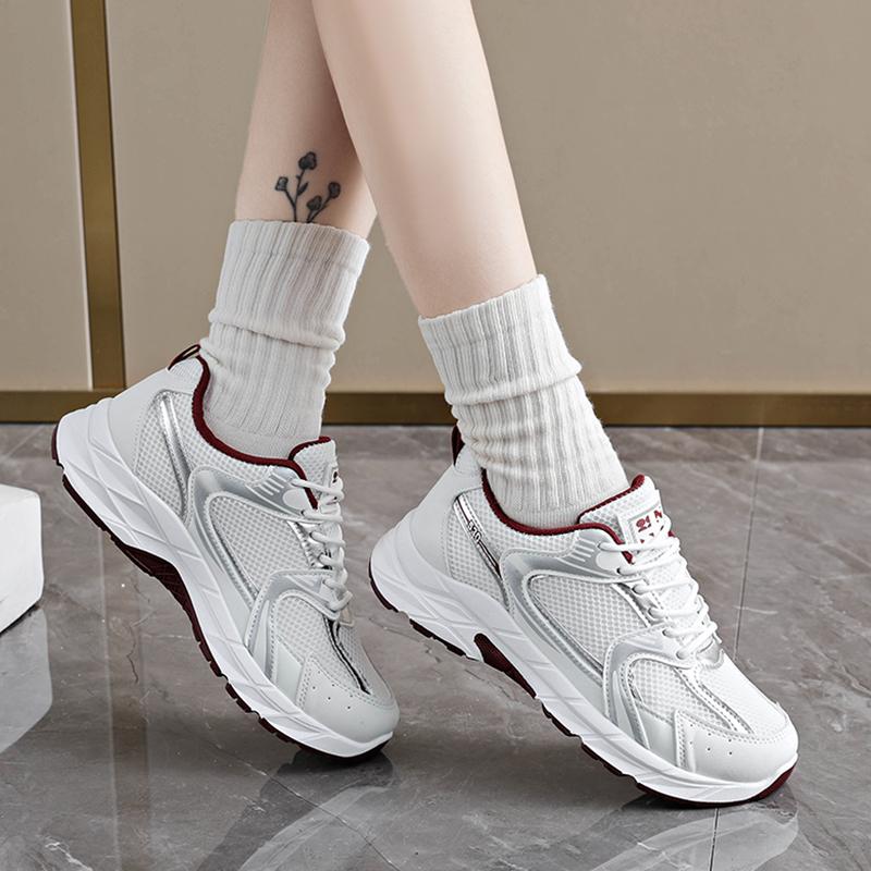 Fashionable New Round Toe Mesh Casual Sports Shoes For Spring/Autumn Comfortable Thick Soled Anti Slip Work Shoes For Women