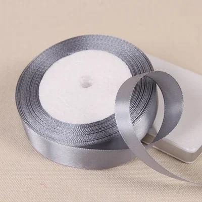 25yadrs/Roll 6-10-15-20-25-40-50mm Silver Gray Satin Ribbons Clothing Fabric, Children's Hair Accessories, Bow DIY Accessories