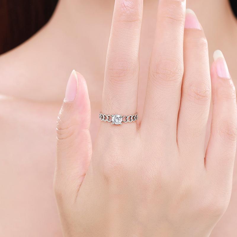 Tancise Classic 925 Sterling Silver  Zircon Ring Ladies Jewelry Wedding Promise Party Gift