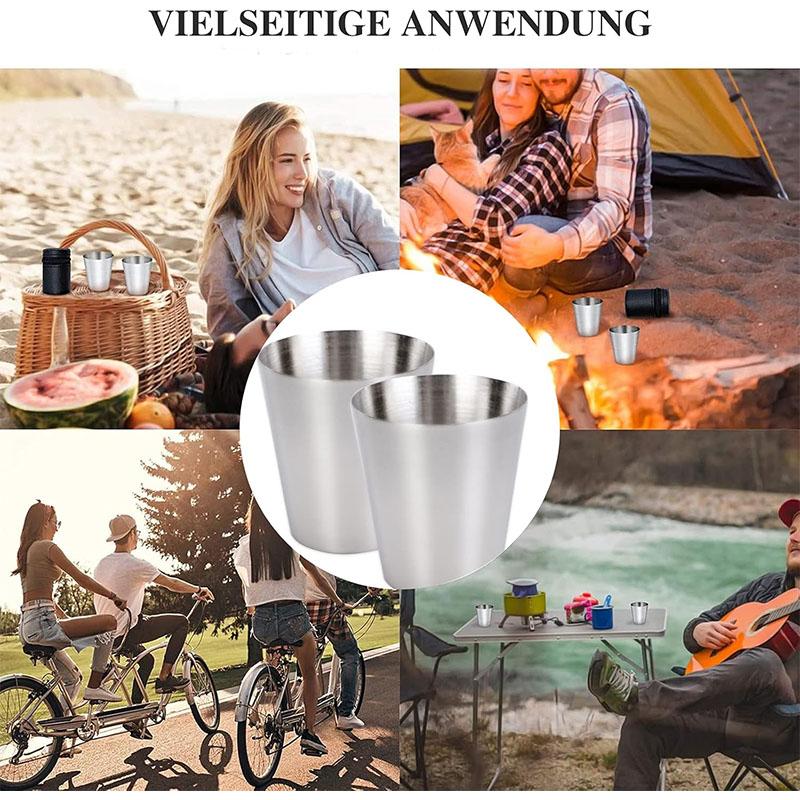 Mini Stainless Steel Cups Set 4Pcs 30ML with Leather Storage Case for Outdoor Travel Party Gifts
