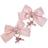 Set of 2 Pink Beaded Heart Charm Ribbon Clips, Lolita, Gothic Lolita, Hair Clips, Hairpins, Hair Accessories [Used]