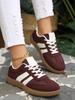 2026 Plus Size European & American Color Block Training Shoes - Round Toe Lace-up Low-top Flats