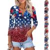 Women's Fashion Casual Print Button-down Shirt 3/4  Sleeve Tops