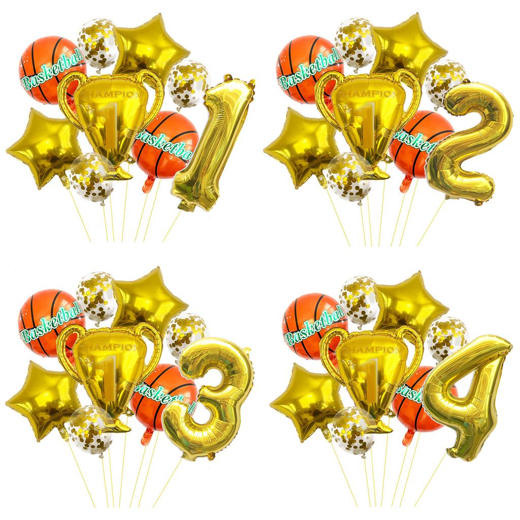 Sports Basketball Theme Champion Trophy Aluminum Film Balloon Set Birthday Party Balloon Decoration