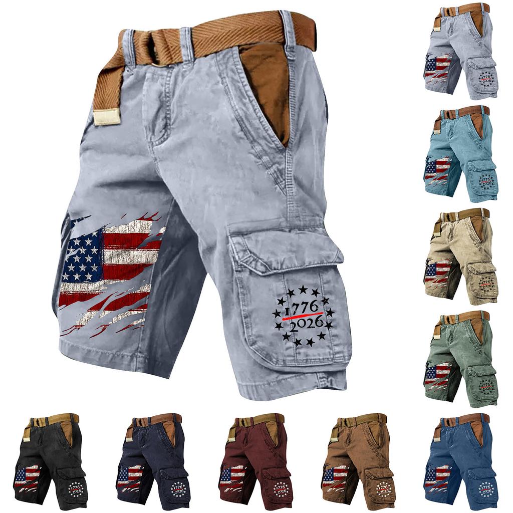 Pantaloncini Cargo Casual Stampati da Uomo per l'Estate con Tasche Multiple