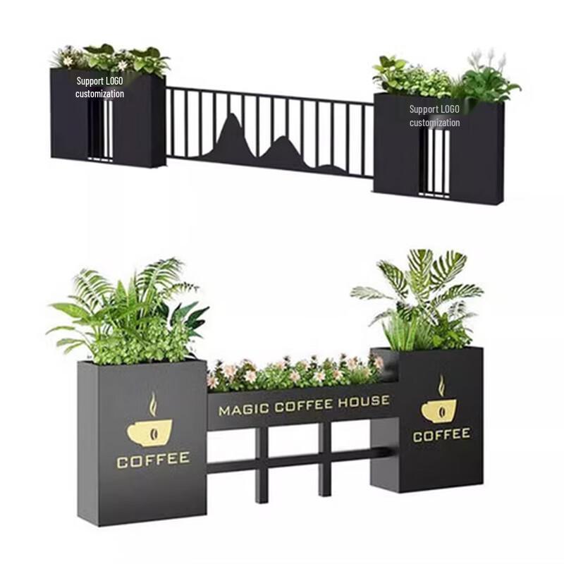Yumao Iron Art Planter Box with Fence Partition
