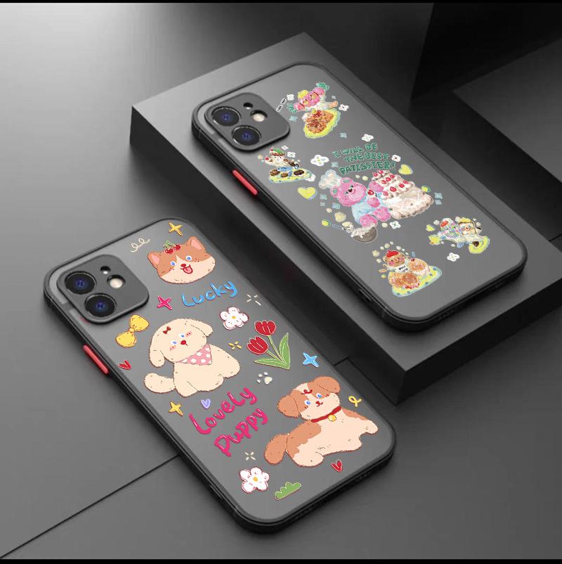 Cute Bear Ice Cream Cake Dog Skin Shell for Apple 13/13 Pro/XR/XS/15