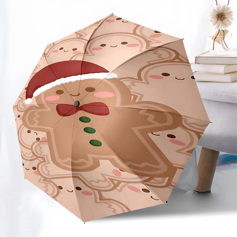 Reiseregenschirm im Lebkuchenmann-Design - 8 Rippen, Automatisches Öffnen und Schließen, Tragbares faltbares Design, Kompakter und stilvoller Regenschirm Geeignet