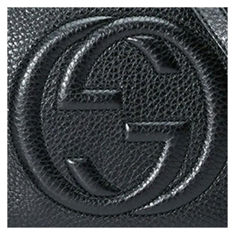 Gucci Soho Prägelogo Quastenanhänger Rindsleder Kamera Tasche Schulter Crossbody Tasche Kleine Größe Damen Schwarz